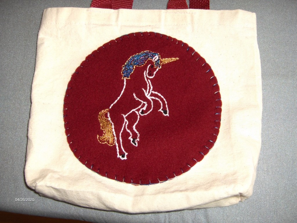 Kathy Day Unicorn on carry bag